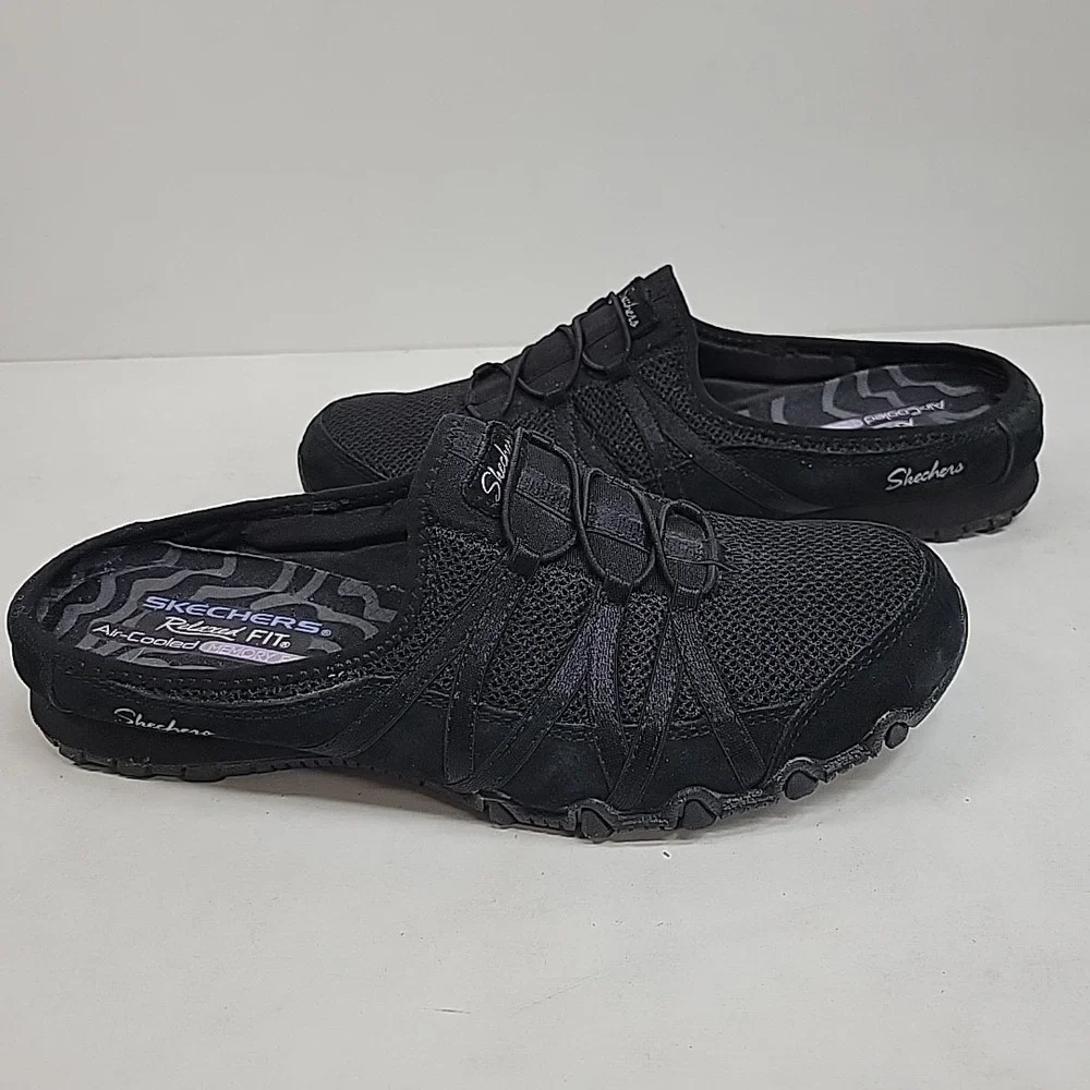 Skechers Relaxed Fit Air-Cooled Memory Foam‎ Women's Black Slip On Shoes 8.5